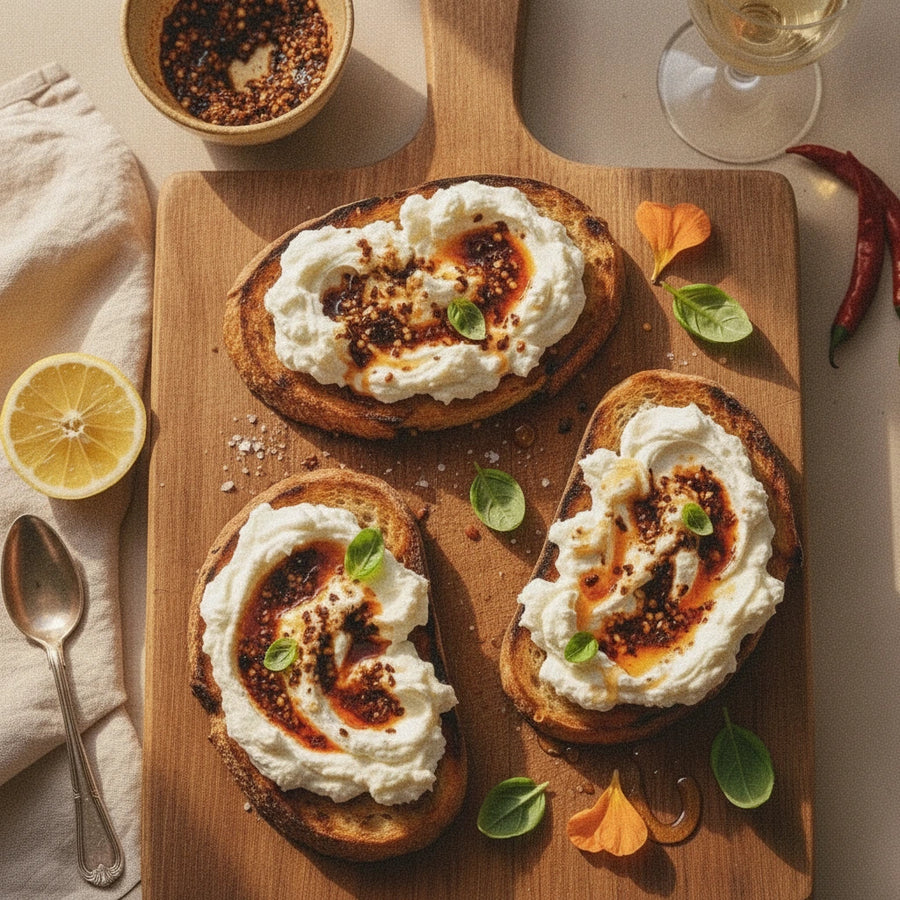 Chili Crisp Whipped Ricotta Toast