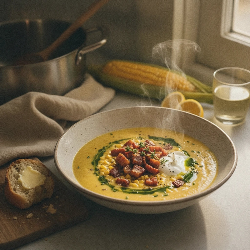 Smoky Pancetta Corn Chowder